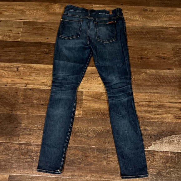 7 For All Mankind The Mid Rise Skinny Womens Jeans Size 28 Distressed Dark Denim - Picture 2 of 6